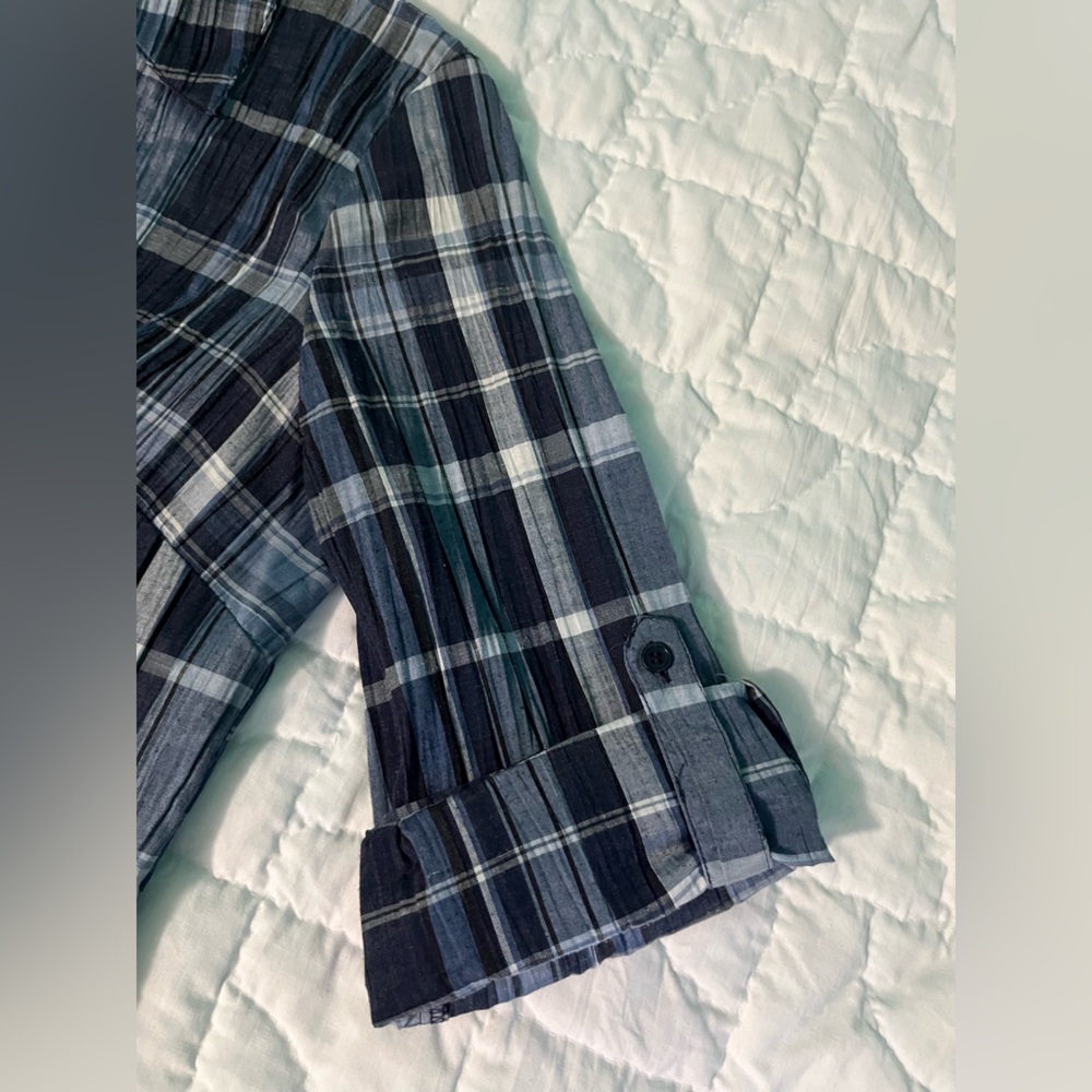 Croft & Barrow Blue Plaid Shirt - Picture 4 of 7